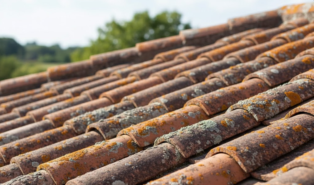 Toit avec moisissure